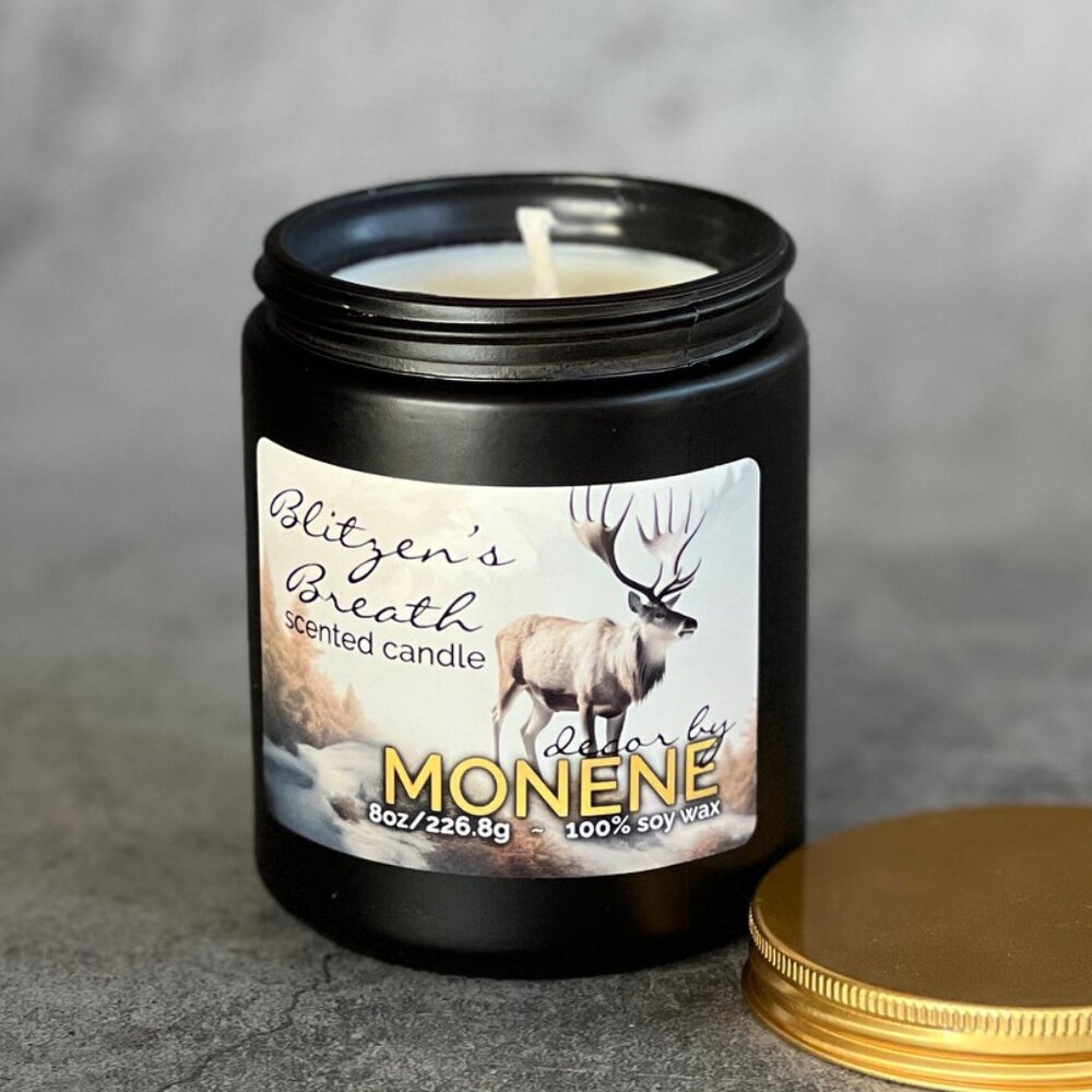 Blitzen's Breath Scented 100% Soy Wax 8oz Candle Handmade